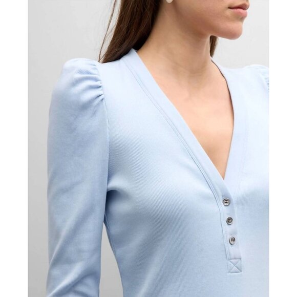 Veronica Beard Dekalb Puff Sleeve Top / Medium / Ice Blue - Picture 3 of 7